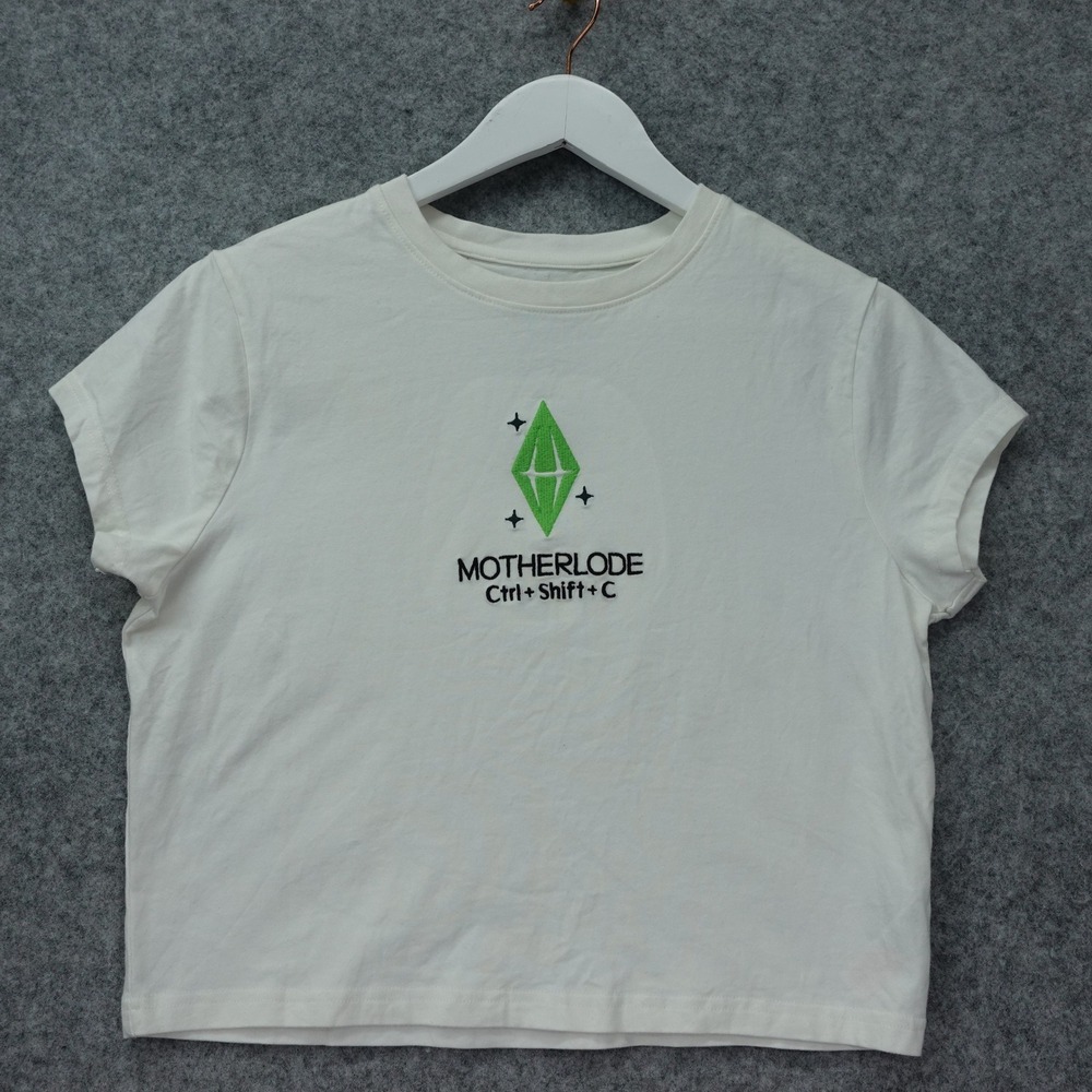 Motherlode Sims Plumbob Crop Baby Tee Womens L White Ctrl Shift C Gamer Primark